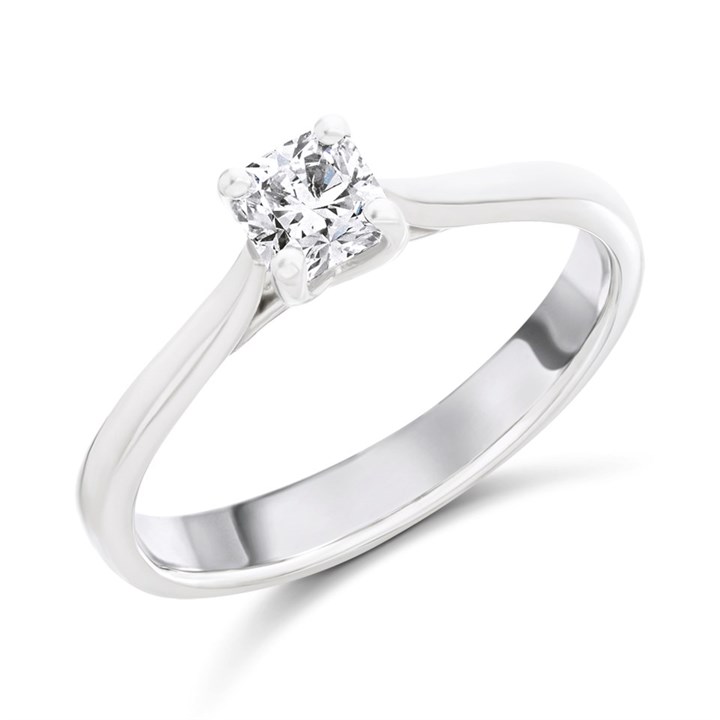 Arctic Circle 9ct White Gold Radiant Cut Diamond Solitaire Ring - 40pts - IGI Certificated - D3106
