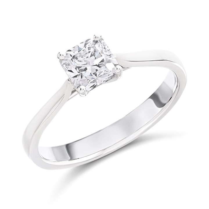 Arctic Circle Platinum Radiant Cut Diamond Solitaire Ring - 80pts - IGI Certificated - D3111