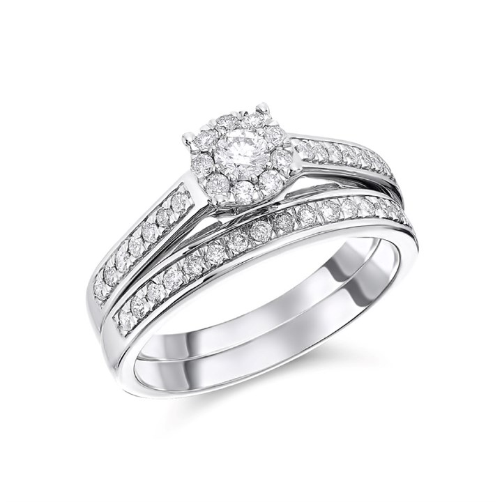 9ct White Gold Diamond Bridal Set - 1/2ct - D32143
