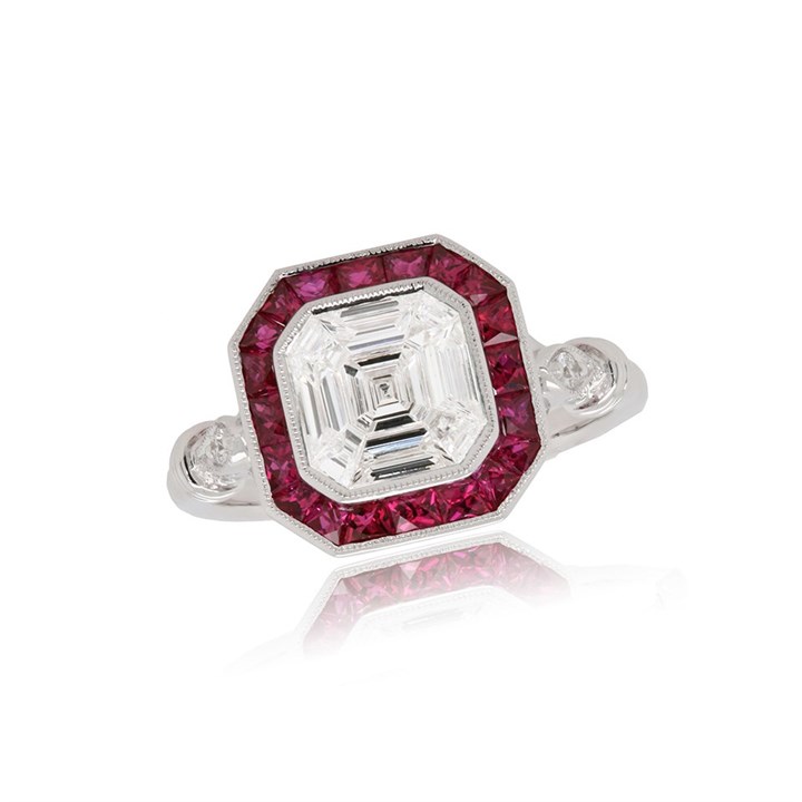 18ct White Gold Diamond And Ruby Ring - 71pts - D4103