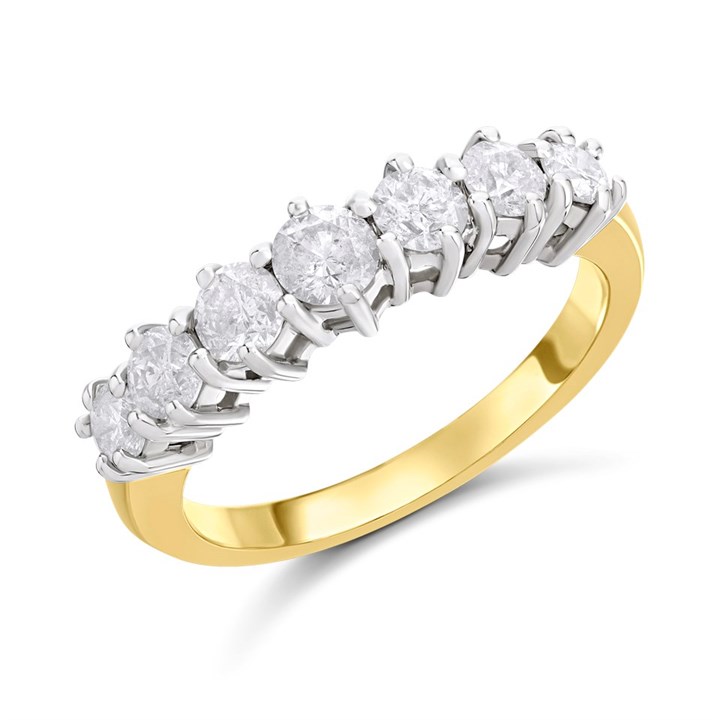18ct Gold Diamond Claw-Set Half-Eternity Ring, 1ct - D4222