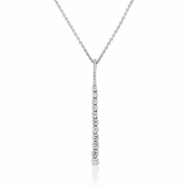 18ct White Gold Diamond Drop Necklace - 68pts - D4521