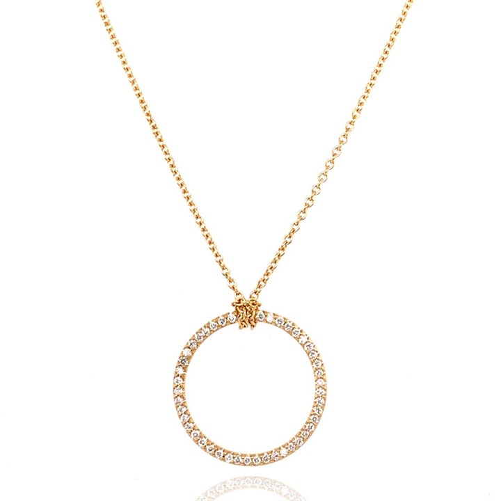 18ct Gold Diamond Circle Necklace - 14pts - D4532