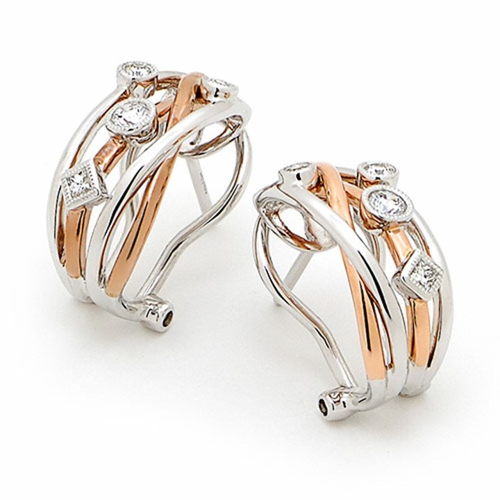 18ct White And Rose Gold Diamond Wedding Earrings - 1/3ct per pair - D4537