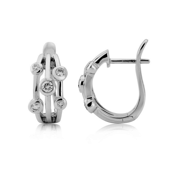18ct White Gold Diamond Hoop Earrings - 1/4ct per pair - D4538