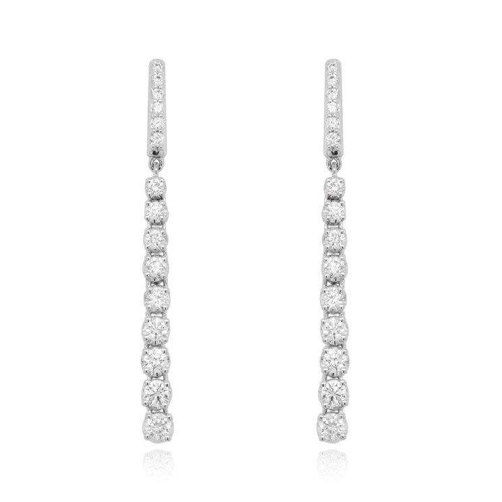 18ct White Gold Diamond Drop Earrings - 3/4ct per pair - D4541