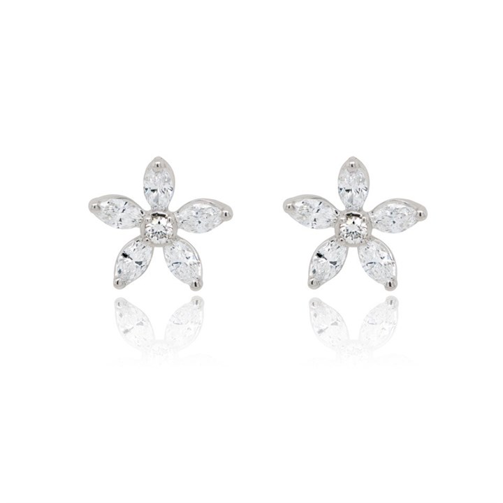 18ct White Gold Daisy Stud Earrings - 47pts per pair - D4542