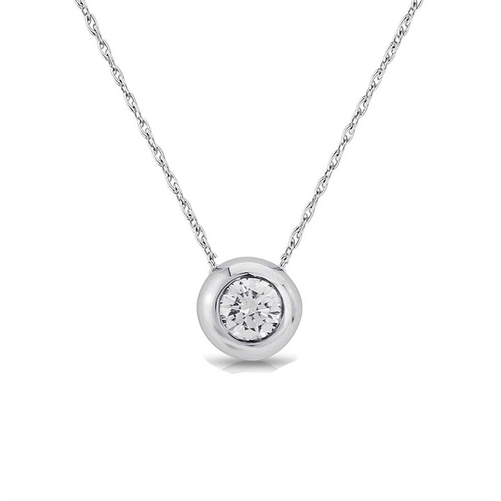 18ct White Gold Diamond Solitaire Necklace - 15pts - D4551