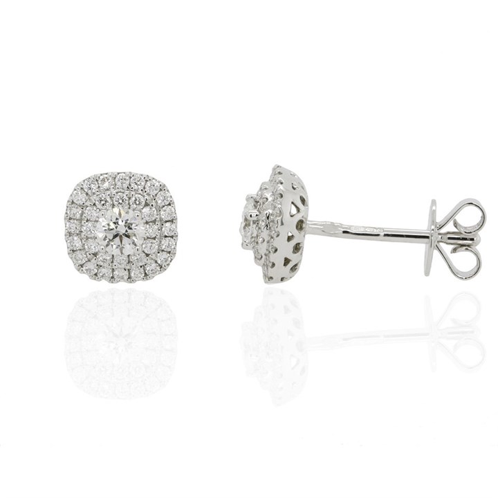 18ct White Gold Diamond Cluster Stud Earrings - 45pts per pair - D4561