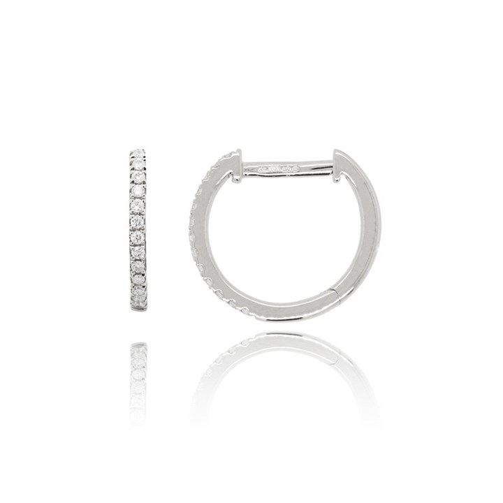 18ct White Gold Diamond Hoop Earrings - 10pts per pair - D4562