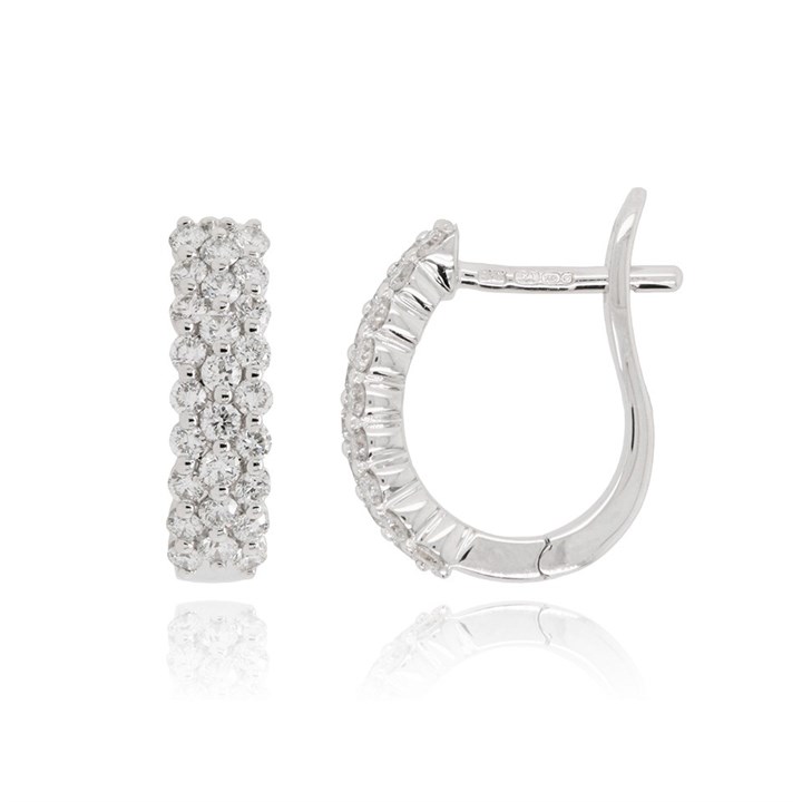 18ct White Gold Diamond J Hoop Earrings - 59pts per pair - D4563