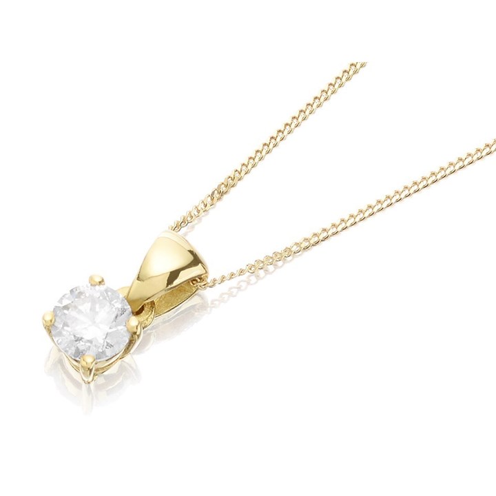 18ct Gold Diamond Solitaire Necklace - 1/2ct - Certificated - D4567