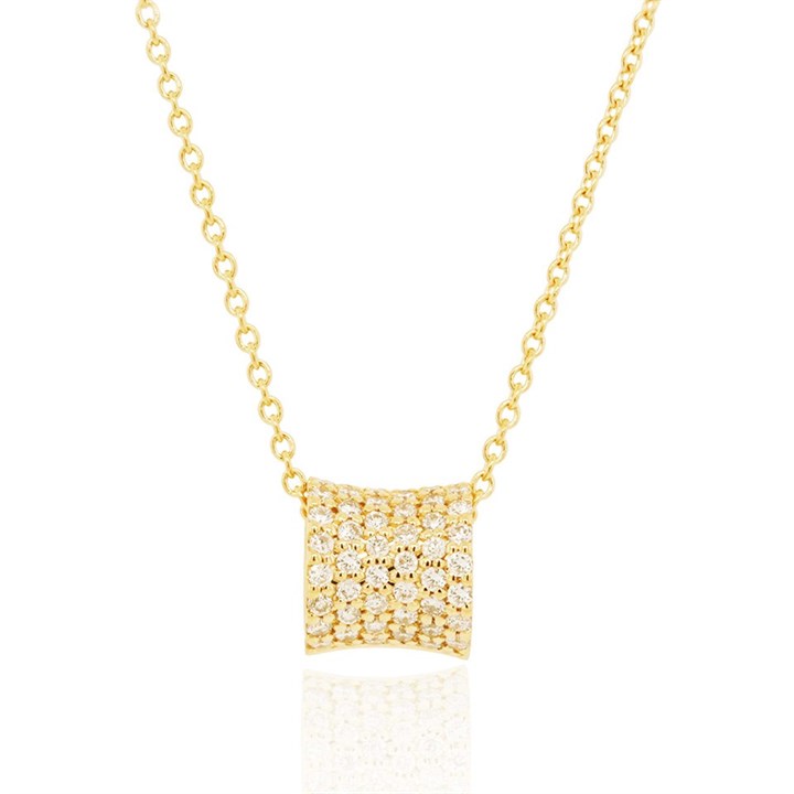 18ct Gold Diamond Barrel Necklace - 21pts - D4610