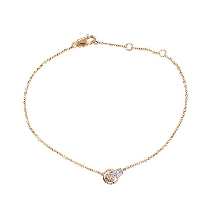 18ct Two Colour Gold Diamond Interlocking Bracelet - 11pts - D4612