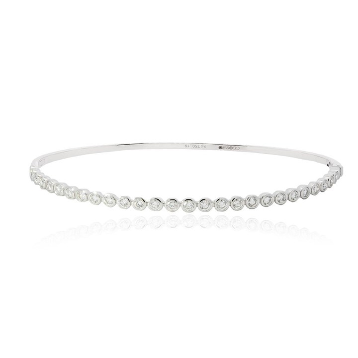 18ct White Gold Diamond Bangle - 93pts - D4627