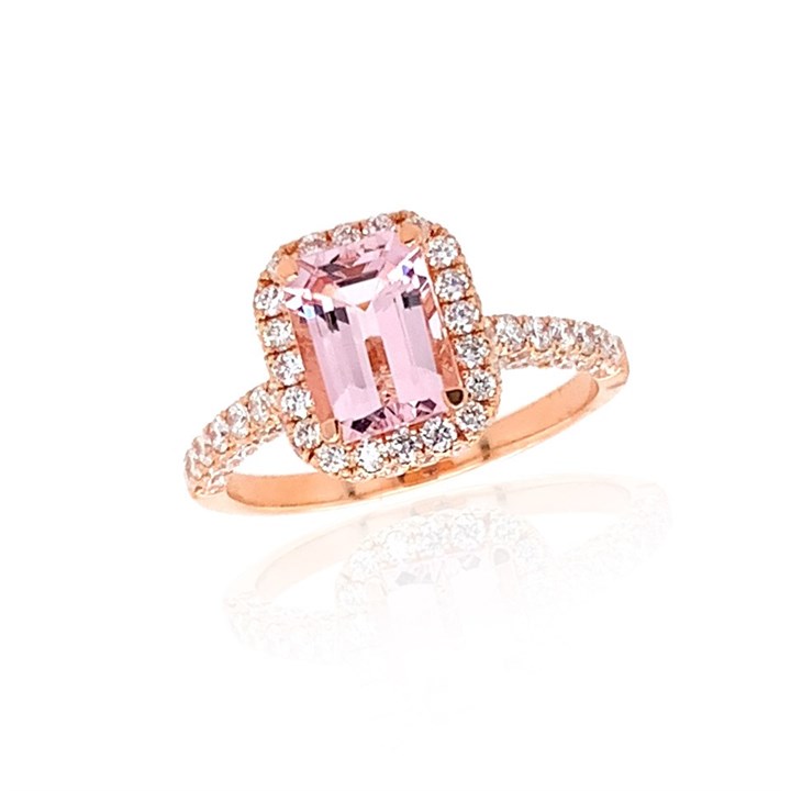 18ct Rose Gold Morganite And Diamond Ring - 1.17cts - D4809