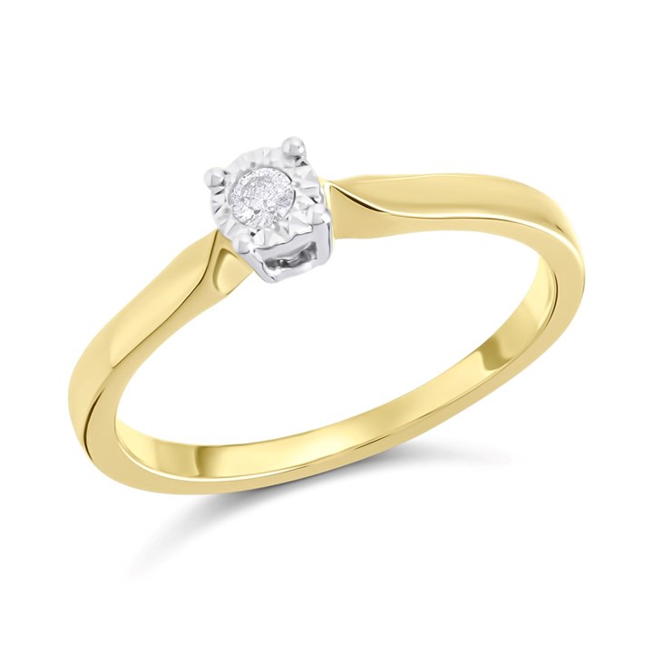 9ct Gold Illusion Set Diamond Solitaire Ring - 5pts - D50147