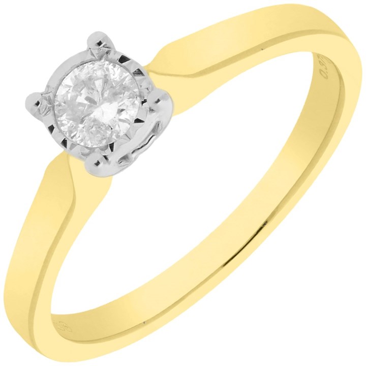 9ct Gold Illusion Set Diamond Solitaire Ring - 15pt - D50148