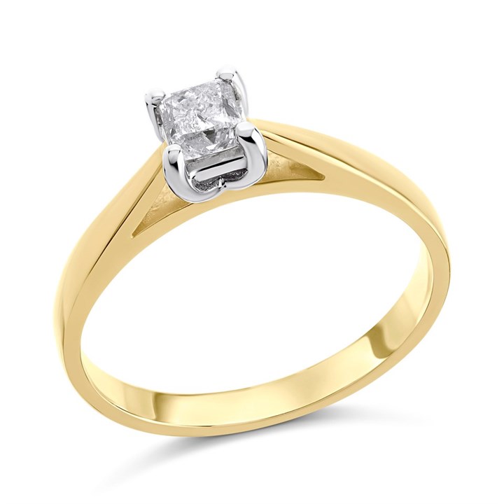9ct Gold Princess Cut Diamond Solitaire Ring - 35pts - D5037