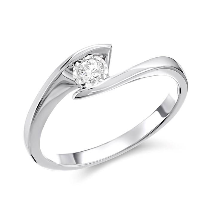 Illuminaire 9ct White Gold  Diamond Crossover Ring - 10pts - D51151