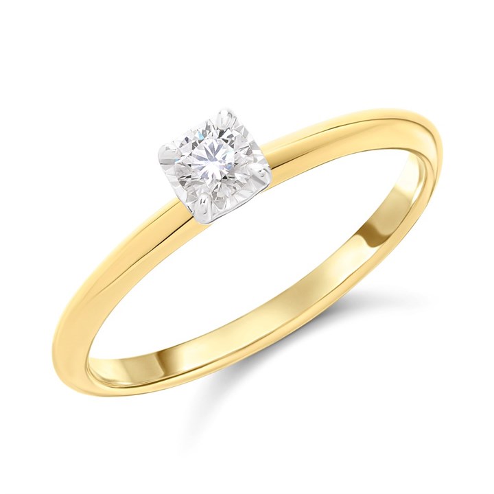 9ct Illusion-Set Diamond Solitaire Ring - D5145
