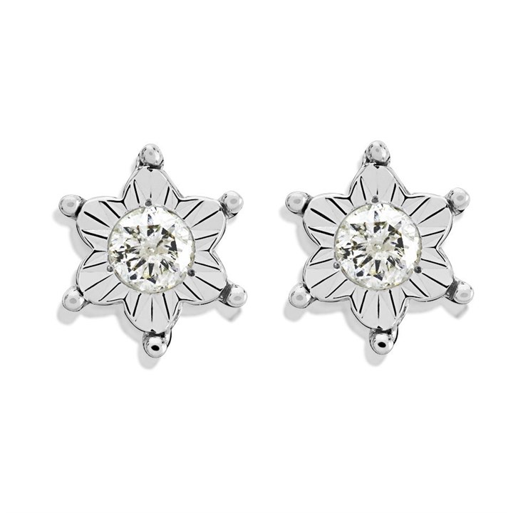 9ct White Gold Diamond Flower Stud Earrings - 15pts per pair - D54124