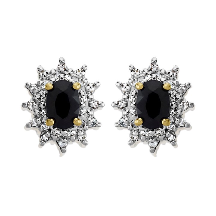 9ct Gold Sapphire And Diamond Stud Earrings - 1/4ct per pair - D54128