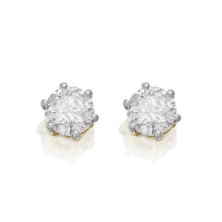 9ct Gold Diamond Solitaire Stud Earrings - 3/4ct per pair - AGI Certificated - D5481