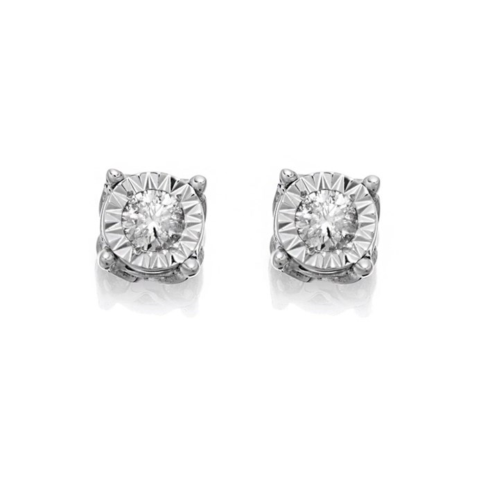 9ct White Gold Diamond Solitaire Stud Earrings - 20pts per pair - D5515