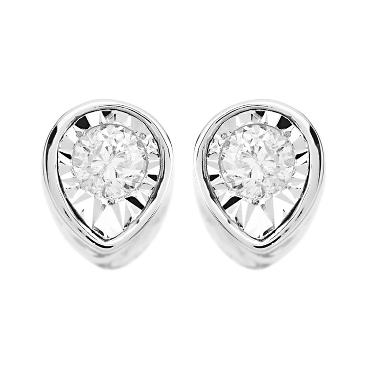 9ct White Gold Diamond Solitaire Stud Earrings - 20pts per pair - D5529