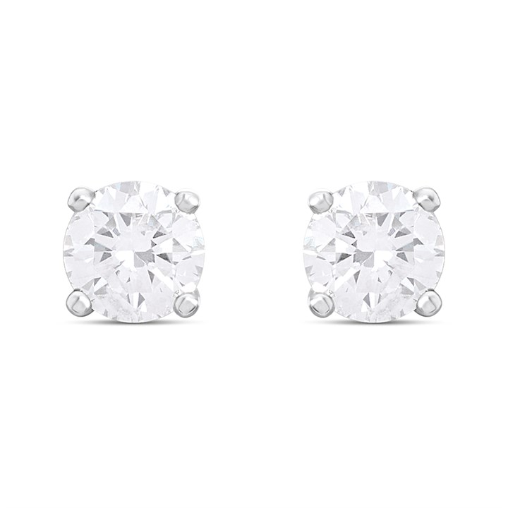 9ct White Gold Diamond Solitaire Stud Earrings - 40pts per pair - D5539