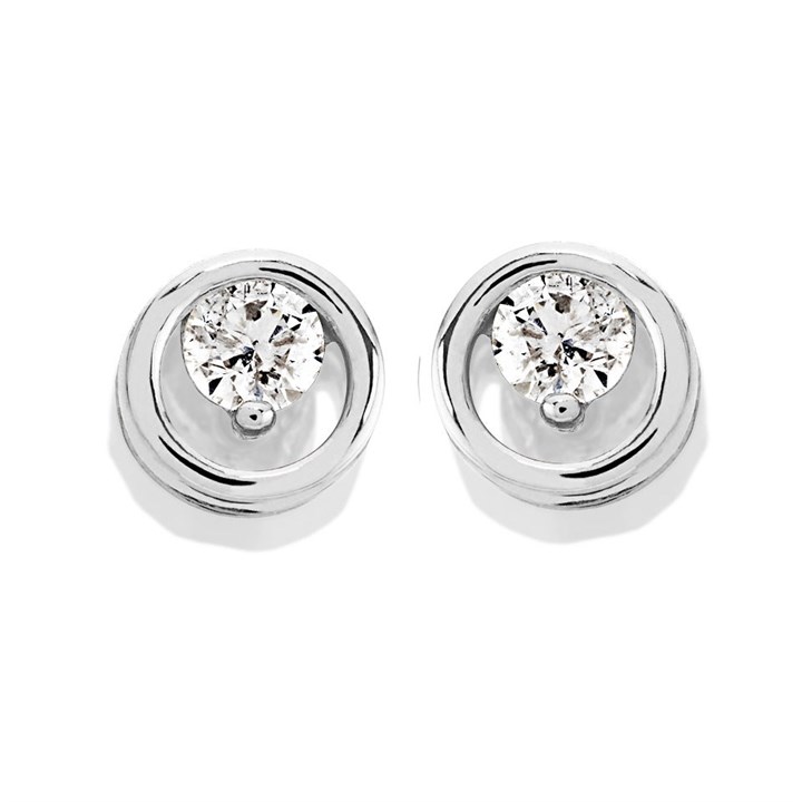 Polar Fire 9ct White Gold Diamond Circle Stud Earrings - 17pts per pair - D5542