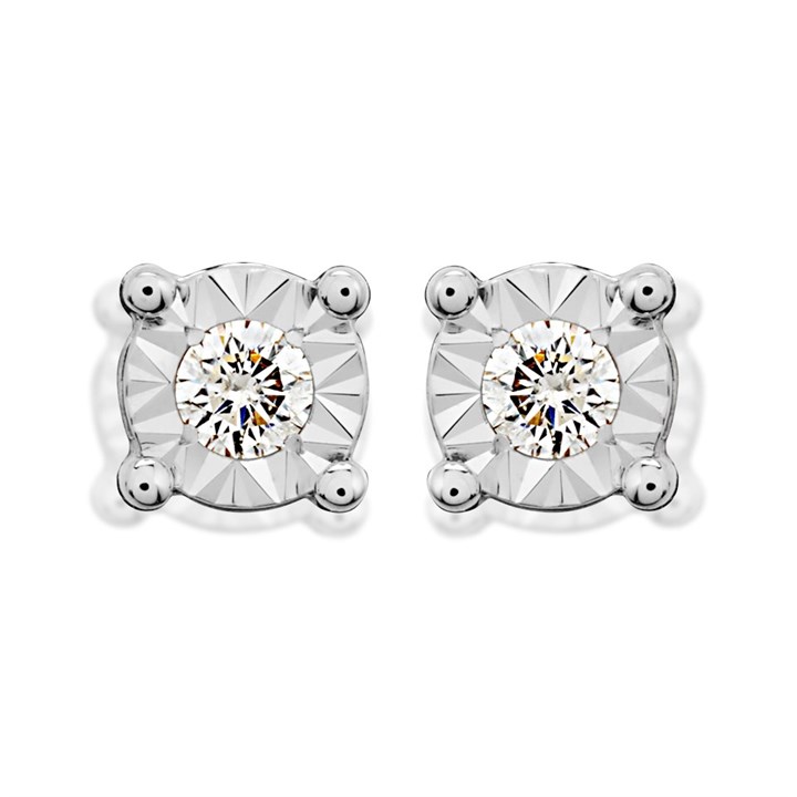 9ct Gold Diamond Solitaire Stud Earrings - 8pts per pair - D5549