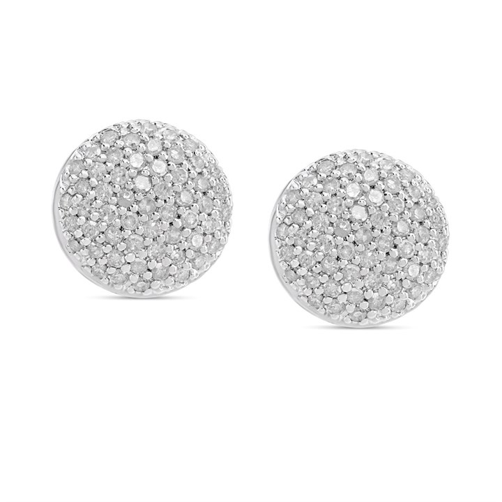 9ct White Gold Pave-Set Diamond Earrings, 55pts/pr - D5554