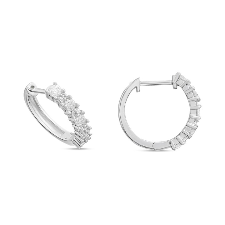 9ct White Gold Diamond-Set Huggie Earrings 55pts/pr - D5561