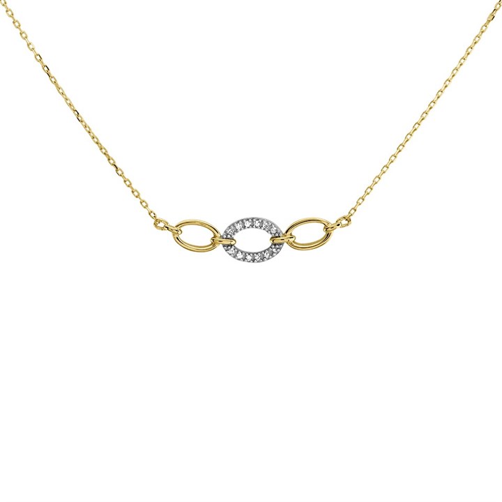 9ct Gold Diamond Oval Link Necklace - D56116
