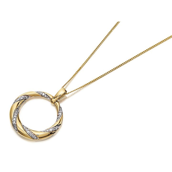 9ct Gold Diamond Garland Necklace - 15pts - D56142