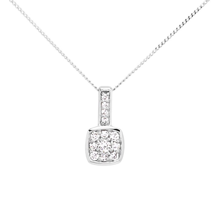 9ct White Gold Diamond Necklace - 12pts - D56149