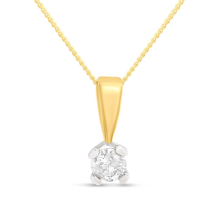 9ct Gold Solitaire Diamond Necklace, 1/4ct - D56150