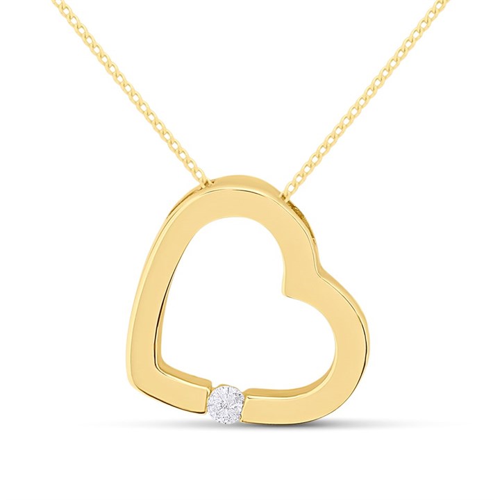 9ct Open Diamond-Set Heart Slider Necklace - D56152