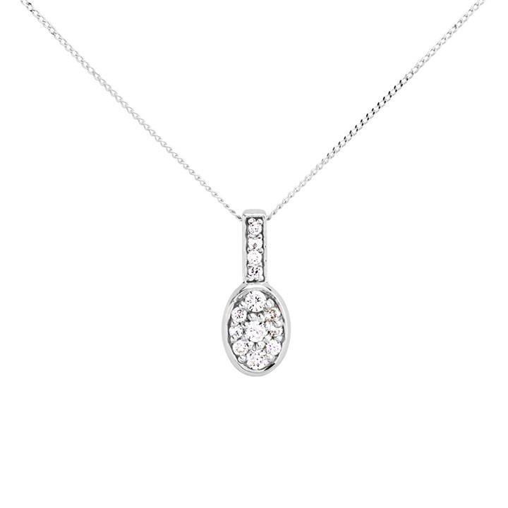 9ct White Gold Diamond Necklace - 12pts - D56153
