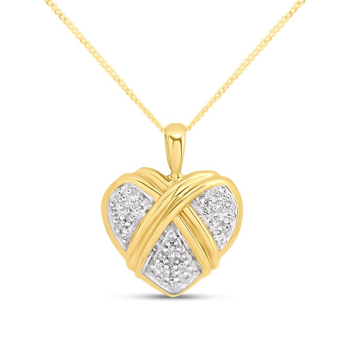 9ct Gold Diamond-Set Heart Necklace - D56156