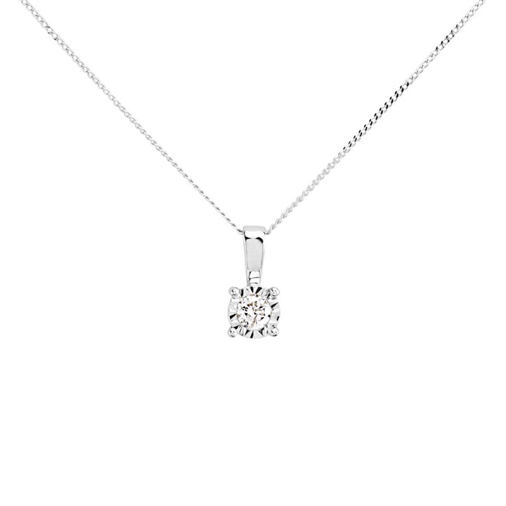 9ct White Gold Diamond Solitaire Necklace - 8pts - D56157