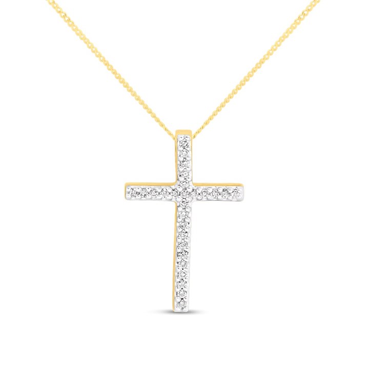9ct Diamond-Set Slider Cross And Chain - D56158