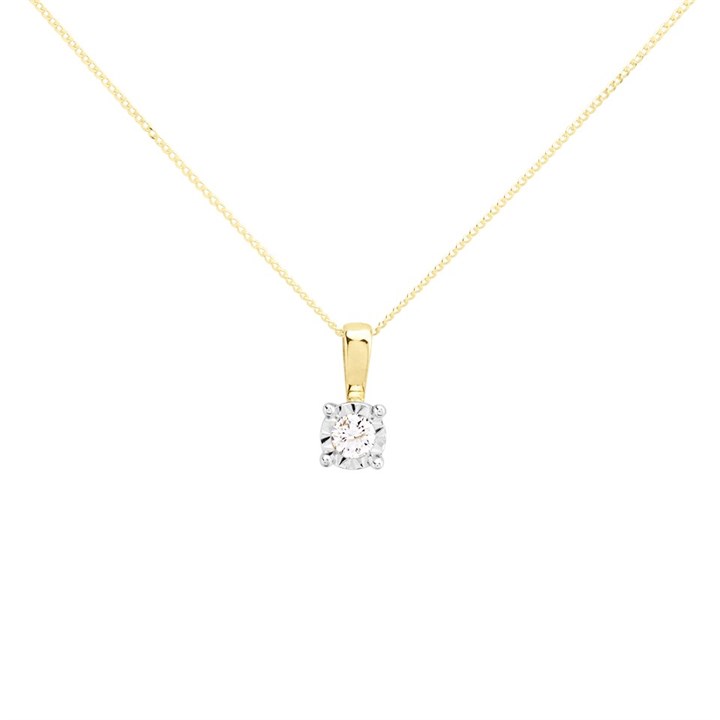9ct Gold Diamond Solitaire Necklace - 8pts - D56159