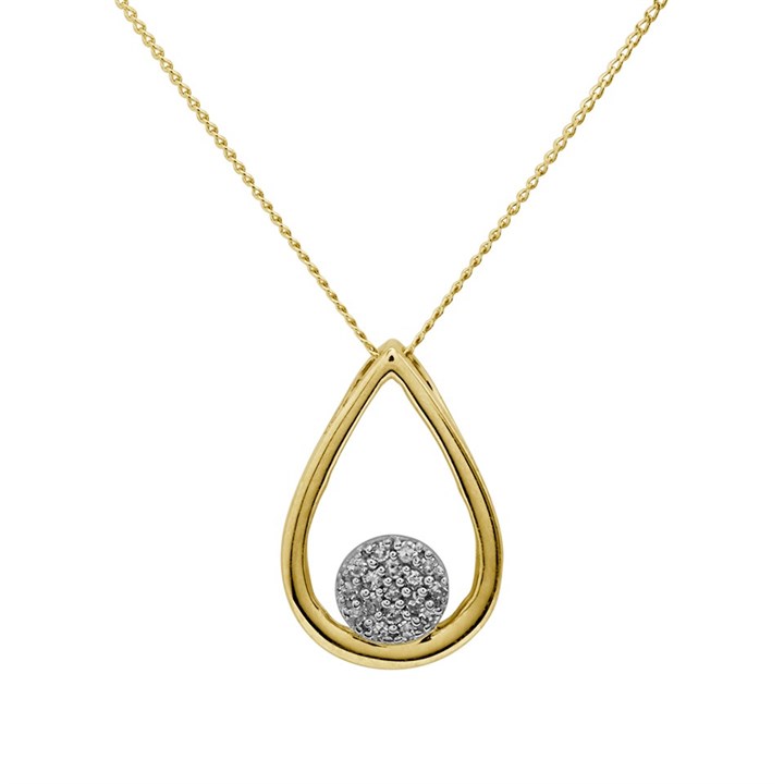 9ct Gold Diamond Teardrop Necklace - 5pts - D5638