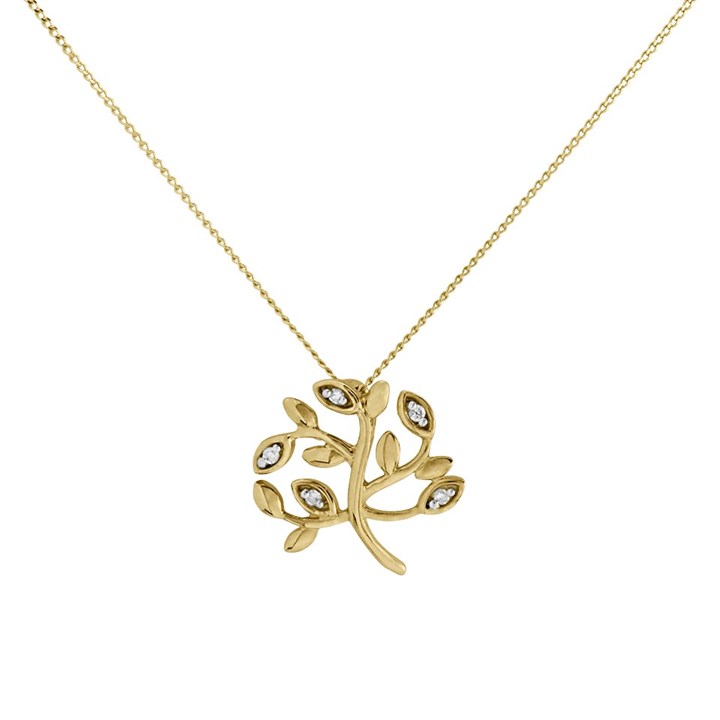 9ct Gold F.Hinds Tree Of Life Diamond Necklace - D5640