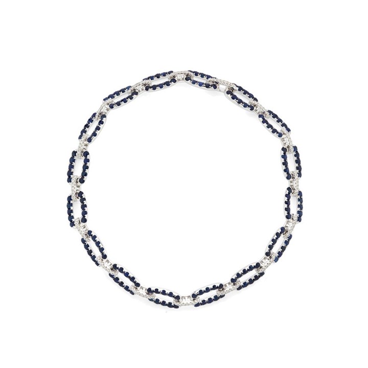 9ct White Gold Sapphire And Diamond Bracelet - 32pts - D5733