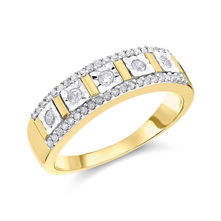 9ct Gold Diamond Band Ring - 1/3ct - D5814