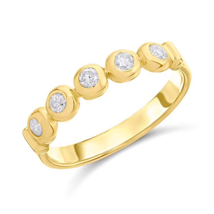 9ct Rubover Five Stone Diamond Half Hoop Ring, 20pts - D5828